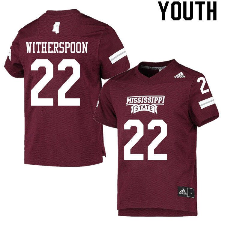 Youth #22 Lee Witherspoon Mississippi State Bulldogs College Football Jerseys Sale-Maroon - Click Image to Close